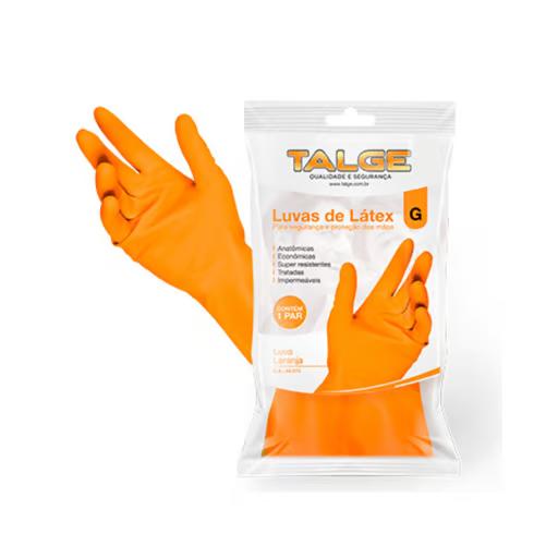 Luva Descartável Limpeza Laranja G